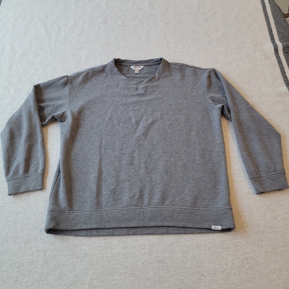 Orvis Sweatshirt Women's Small Gray Crew Neck Dropped Shoulder Soft Athletic